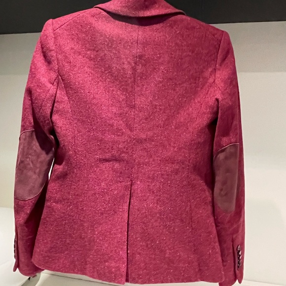 $698 Veronica Beard Somner Dickey Jacket elbow patches Azalea Oxblood pink sz 0 - Picture 5 of 16